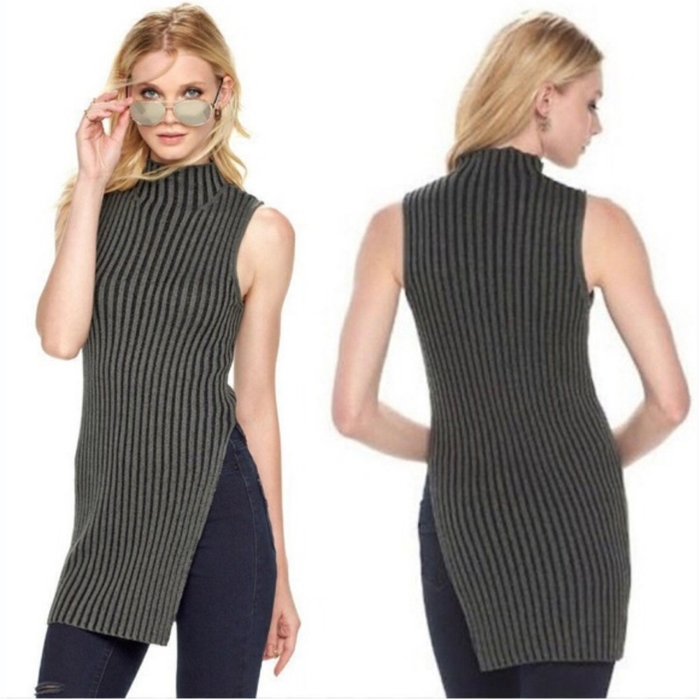 Rock & Republic Ribbed Tunic Sweater Top